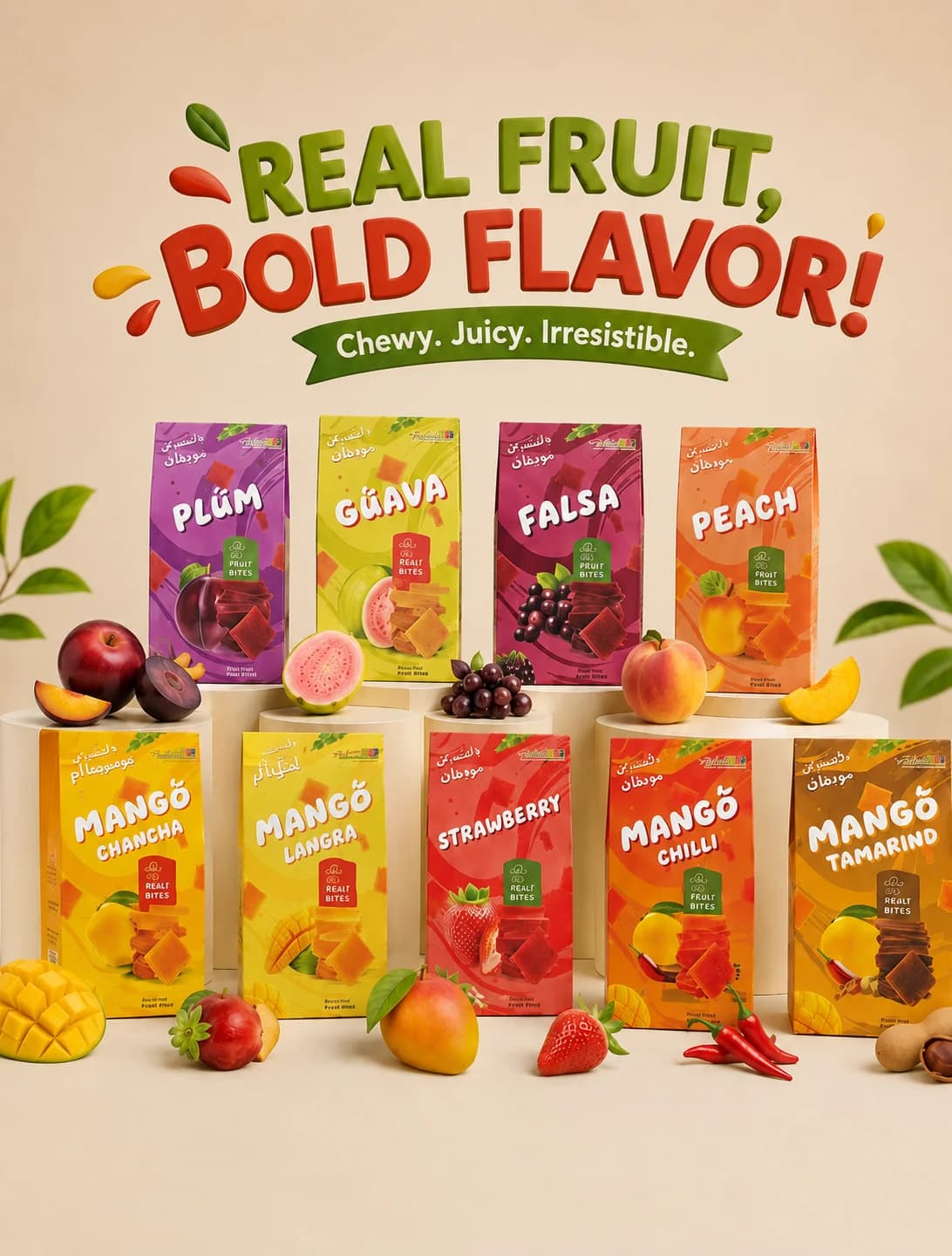 LahoreBay product range — animal health, fruit bites, and textiles